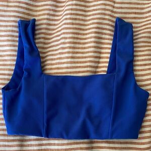 WILO small sports bra blue ribbed square neck